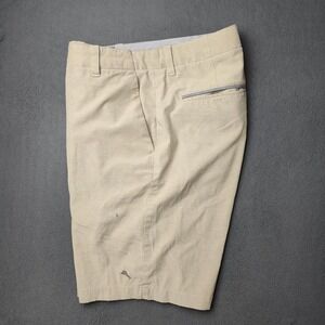 Tommy Bahama Shorts Mens 32 Khaki Flat Front Chino Casual Marlin Logo Golf Beige